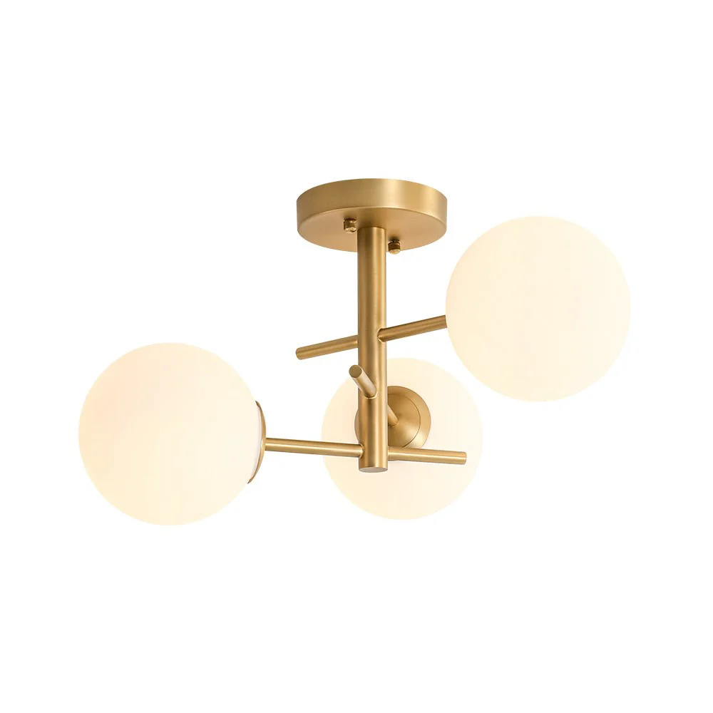 3-Light Frosted Glass Globe Tiered Sputnik Semi Flush Mount - Image 6
