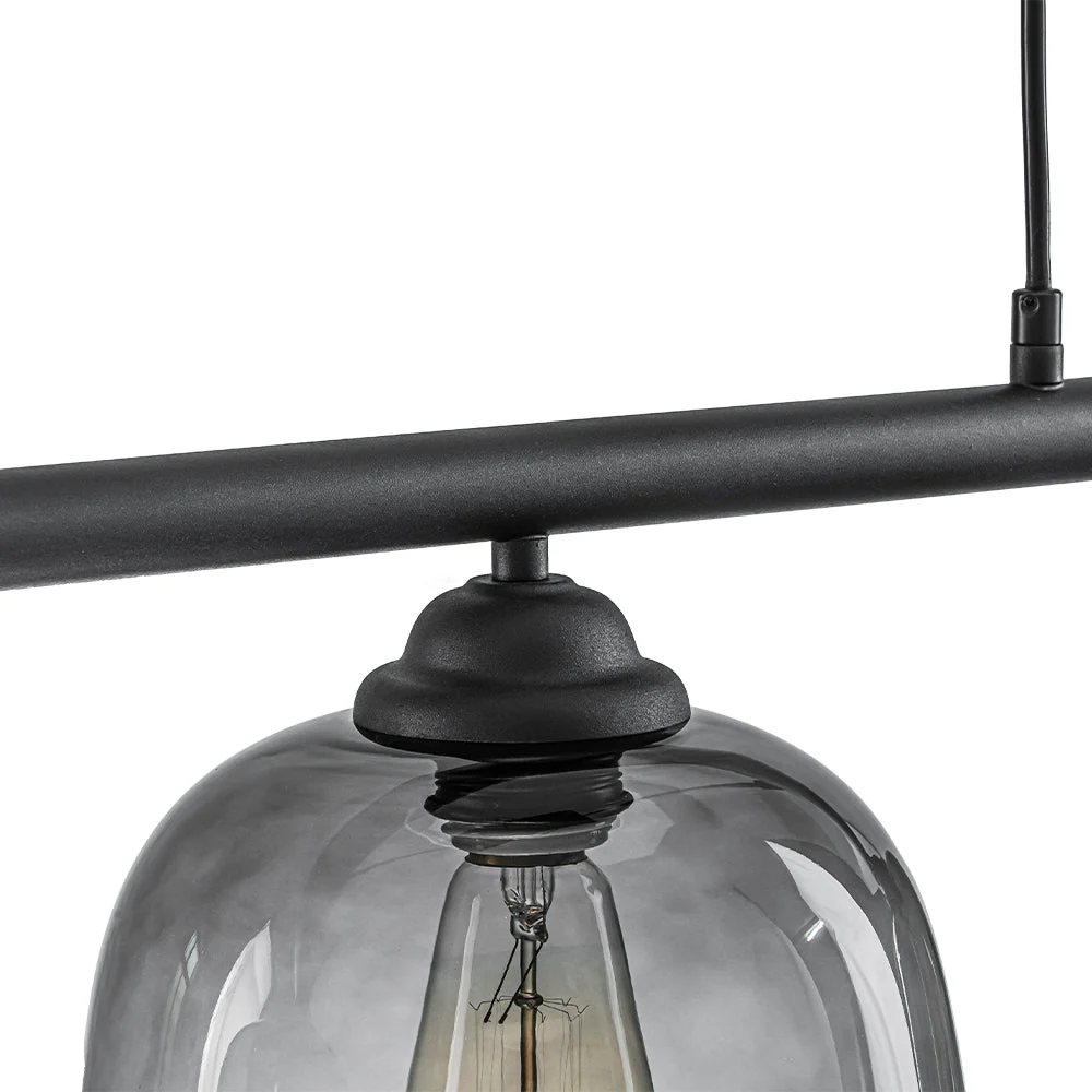 3-Light Gradual Smoked Glass Shade Linear Island Pendant - Image 11