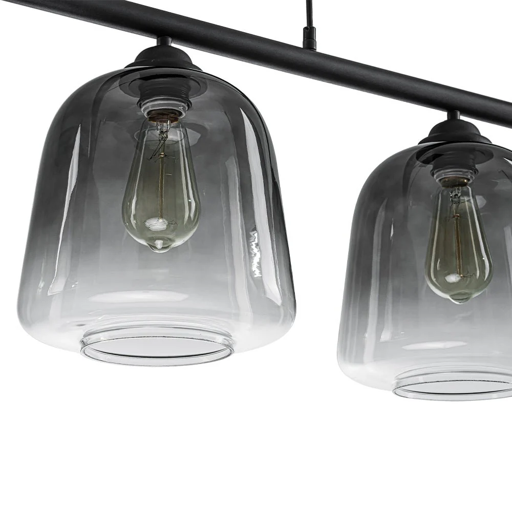3-Light Gradual Smoked Glass Shade Linear Island Pendant - Image 12