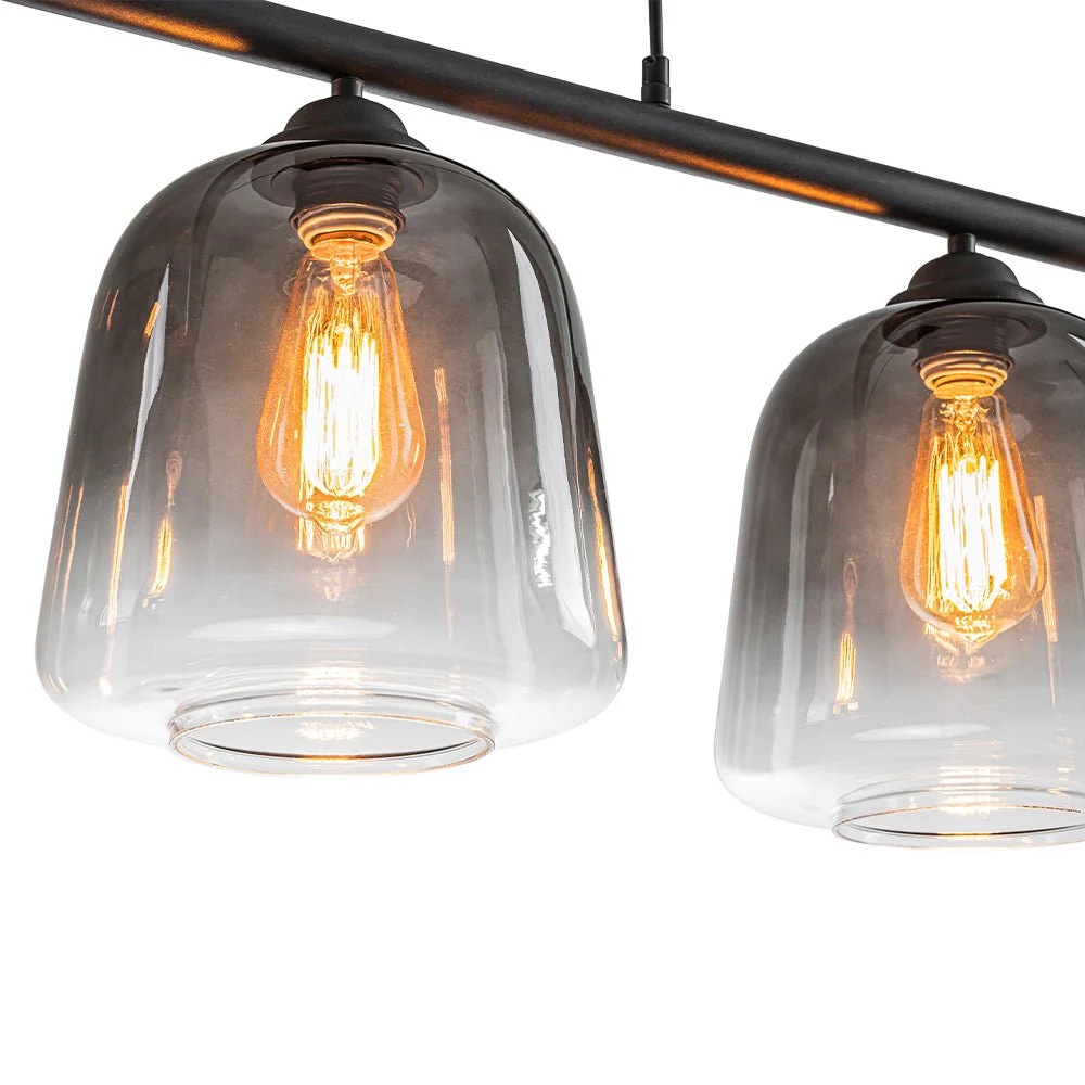 3-Light Gradual Smoked Glass Shade Linear Island Pendant - Image 13