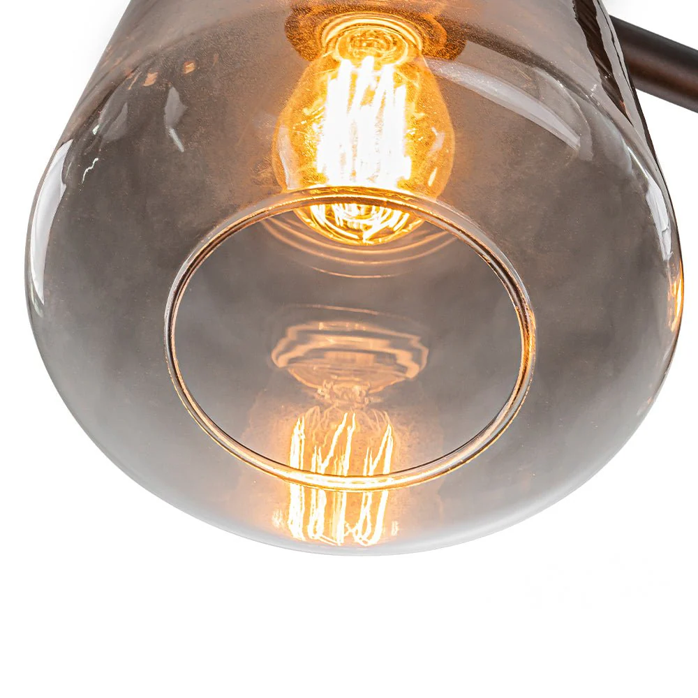 3-Light Gradual Smoked Glass Shade Linear Island Pendant - Image 14