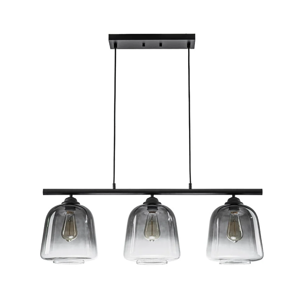 3-Light Gradual Smoked Glass Shade Linear Island Pendant - Image 3