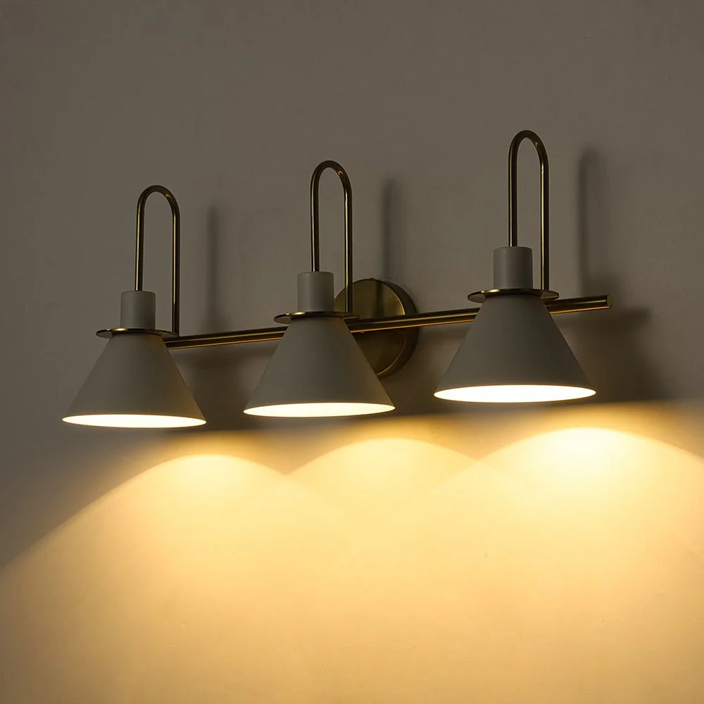 3-Light Metal Conical Shade Bathroom Vanity Wall Sconce - Image 12