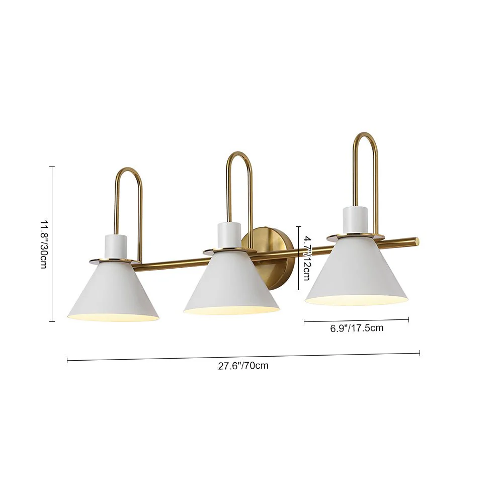 3-Light Metal Conical Shade Bathroom Vanity Wall Sconce - Image 13