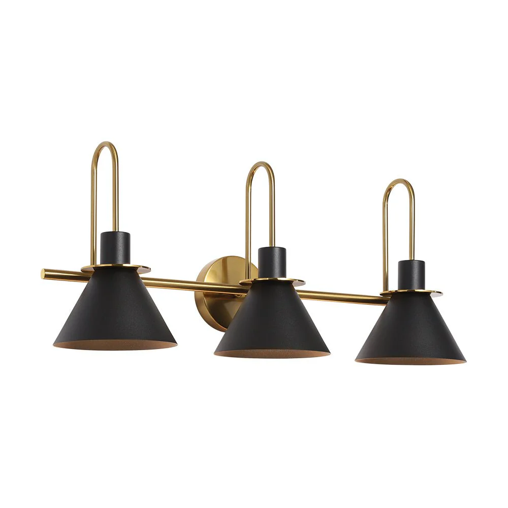 3-Light Metal Conical Shade Bathroom Vanity Wall Sconce - Image 15