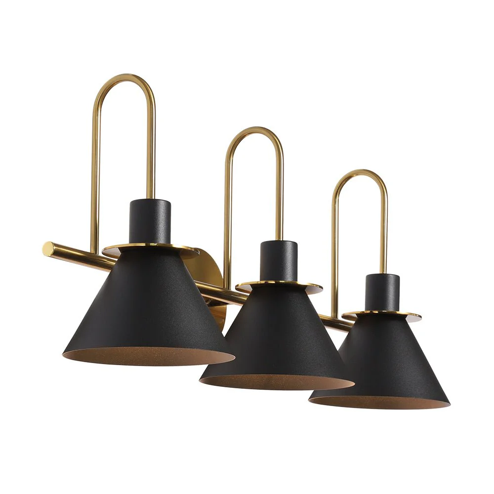 3-Light Metal Conical Shade Bathroom Vanity Wall Sconce - Image 17