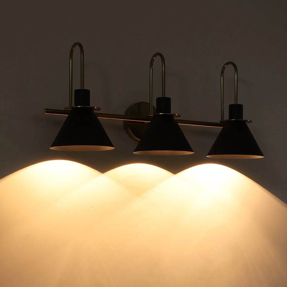 3-Light Metal Conical Shade Bathroom Vanity Wall Sconce - Image 19