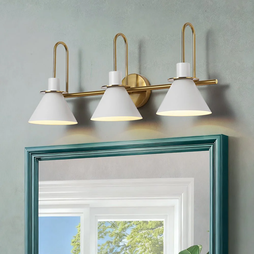 3-Light Metal Conical Shade Bathroom Vanity Wall Sconce - Image 3