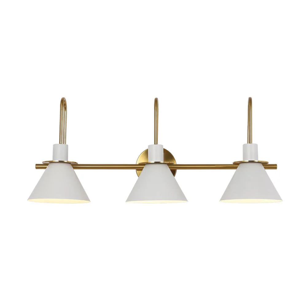 3-Light Metal Conical Shade Bathroom Vanity Wall Sconce - Image 8