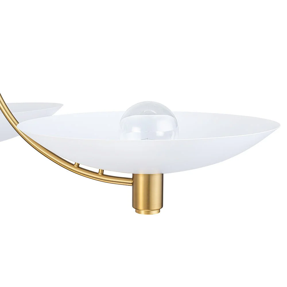 3-Light Modern Iron Brass White Saucer Semi Flush Mount - Image 10