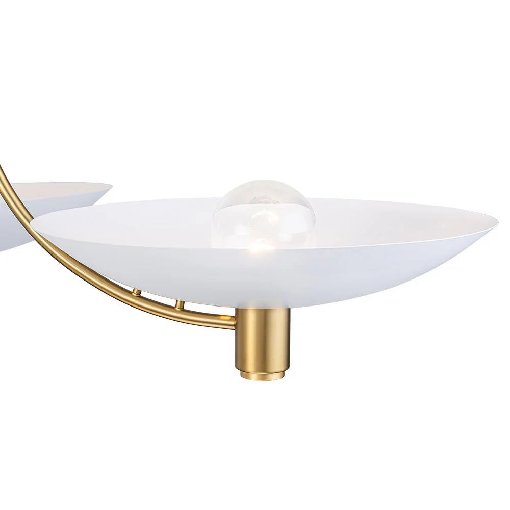 3-Light Modern Iron Brass White Saucer Semi Flush Mount - Image 9
