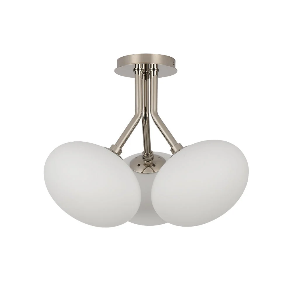 3-Light Opal Glass Sphere Semi Flush Mount Light - Image 12