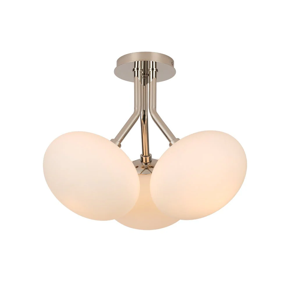 3-Light Opal Glass Sphere Semi Flush Mount Light - Image 13
