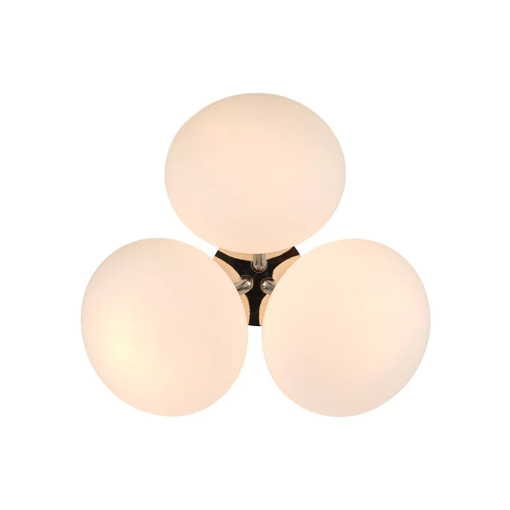 3-Light Opal Glass Sphere Semi Flush Mount Light - Image 14