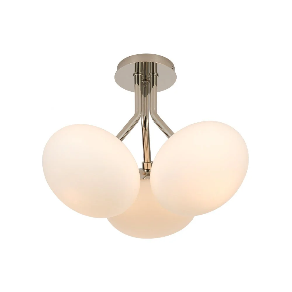 3-Light Opal Glass Sphere Semi Flush Mount Light - Image 15