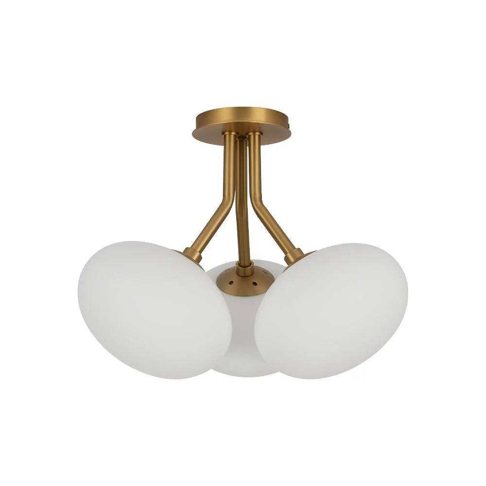 3-Light Opal Glass Sphere Semi Flush Mount Light - Image 4