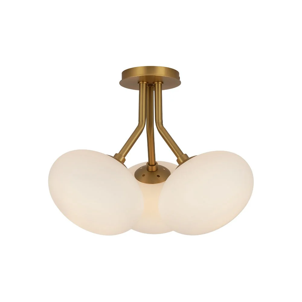 3-Light Opal Glass Sphere Semi Flush Mount Light - Image 5