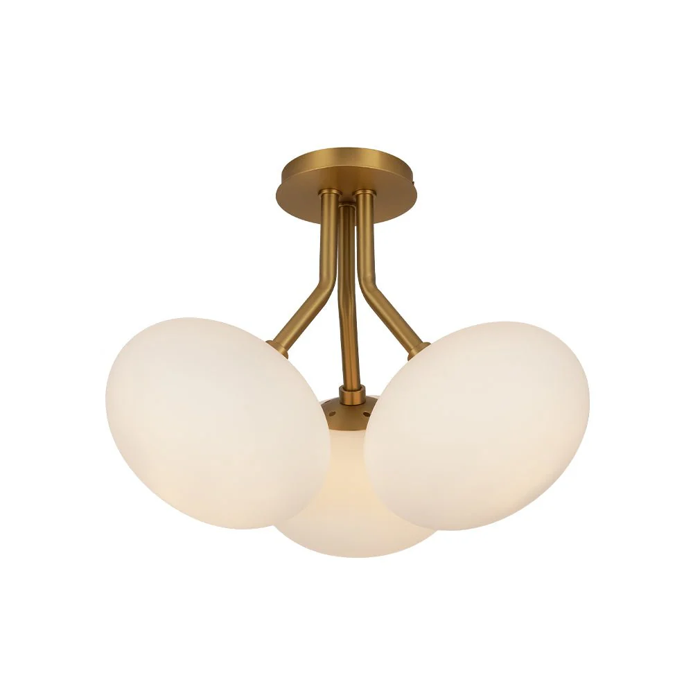 3-Light Opal Glass Sphere Semi Flush Mount Light - Image 6