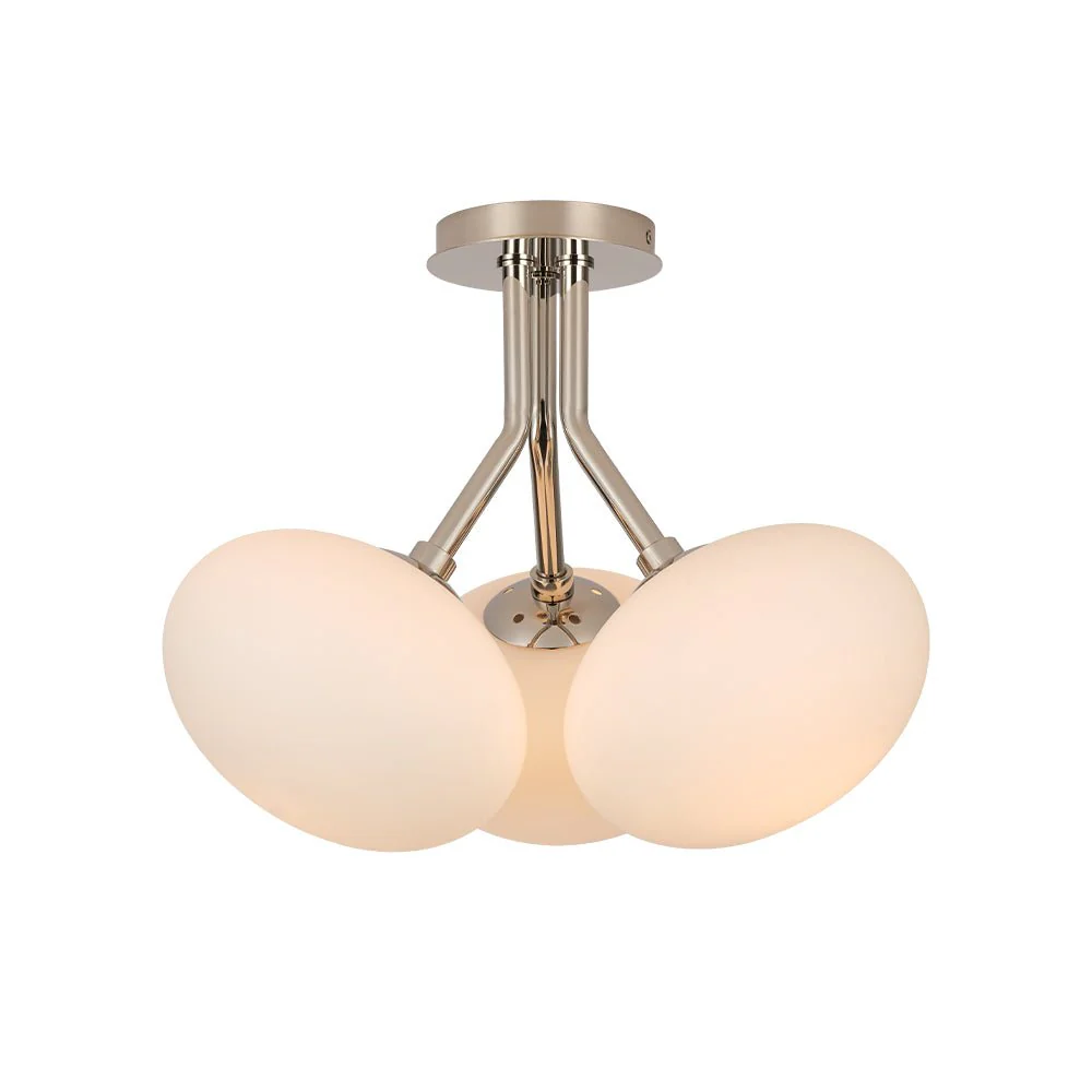 3-Light Opal Glass Sphere Semi Flush Mount Light - Image 9