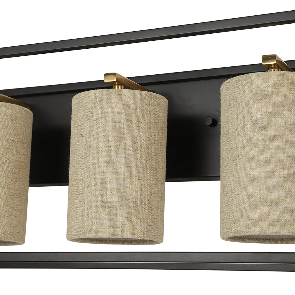 3-light Rectangular Black Frame Linen Wall Sconce - Image 16