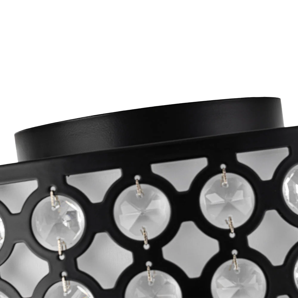 3-Light Round Drum Crystal Accented Fabric Flush Mount - Image 12