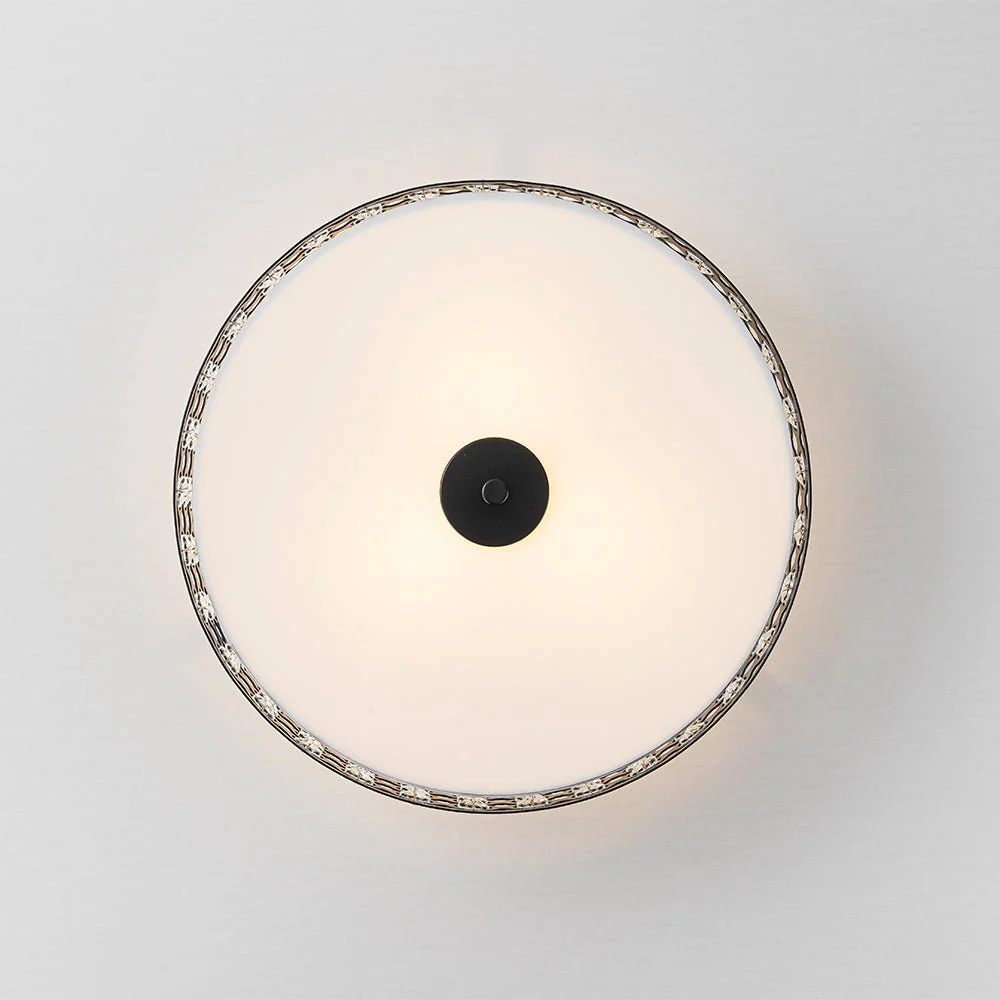 3-Light Round Drum Crystal Accented Fabric Flush Mount - Image 14