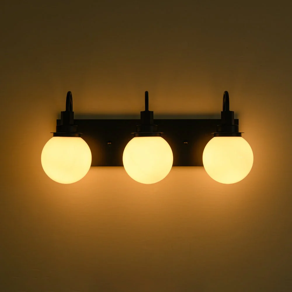 3-Light Shine Opal Glass Globe Bathroom Vanity Wall Sconce - Image 14