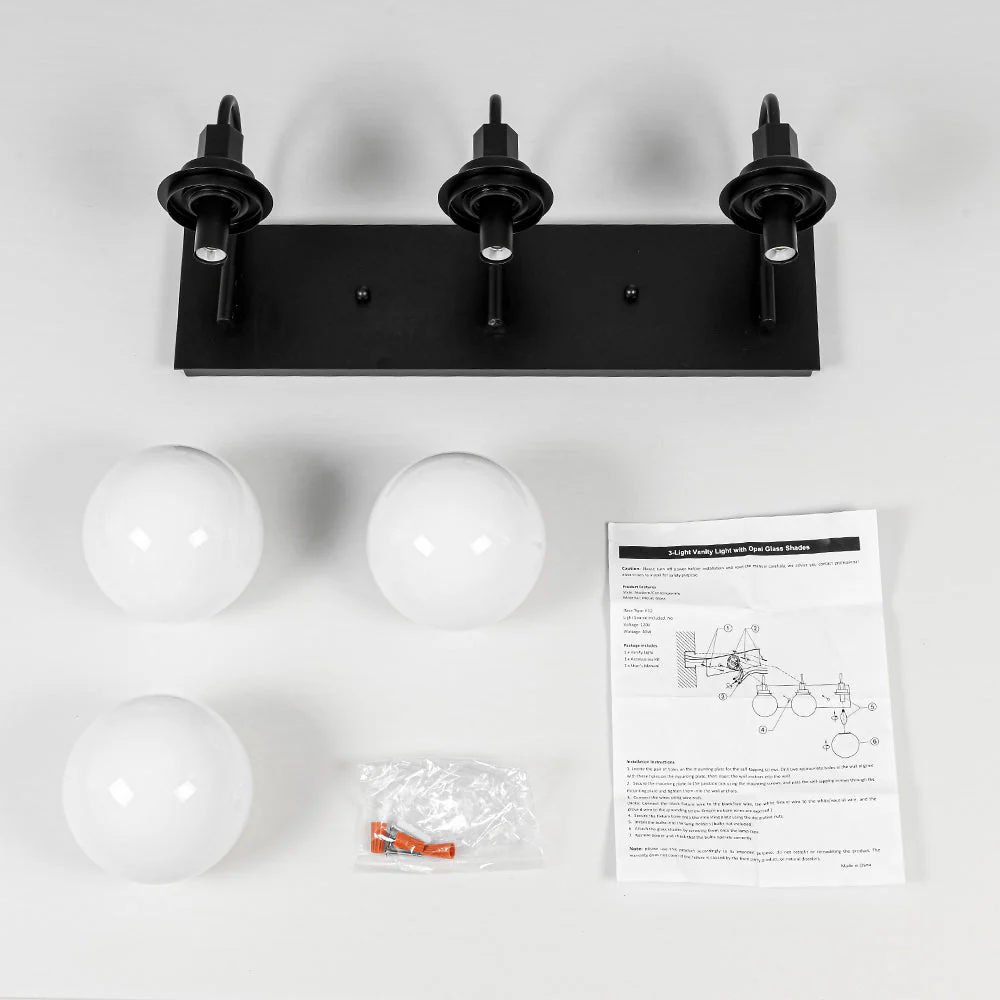 3-Light Shine Opal Glass Globe Bathroom Vanity Wall Sconce - Image 15