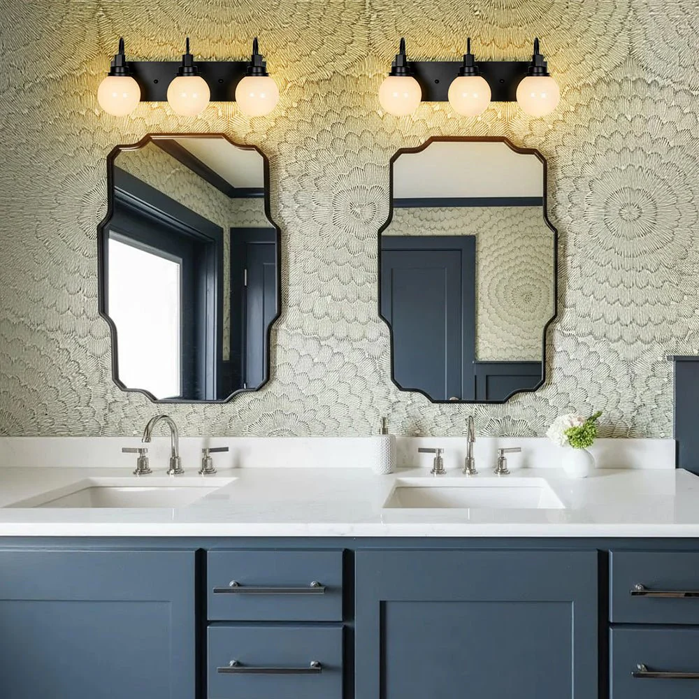 3-Light Shine Opal Glass Globe Bathroom Vanity Wall Sconce - Image 2