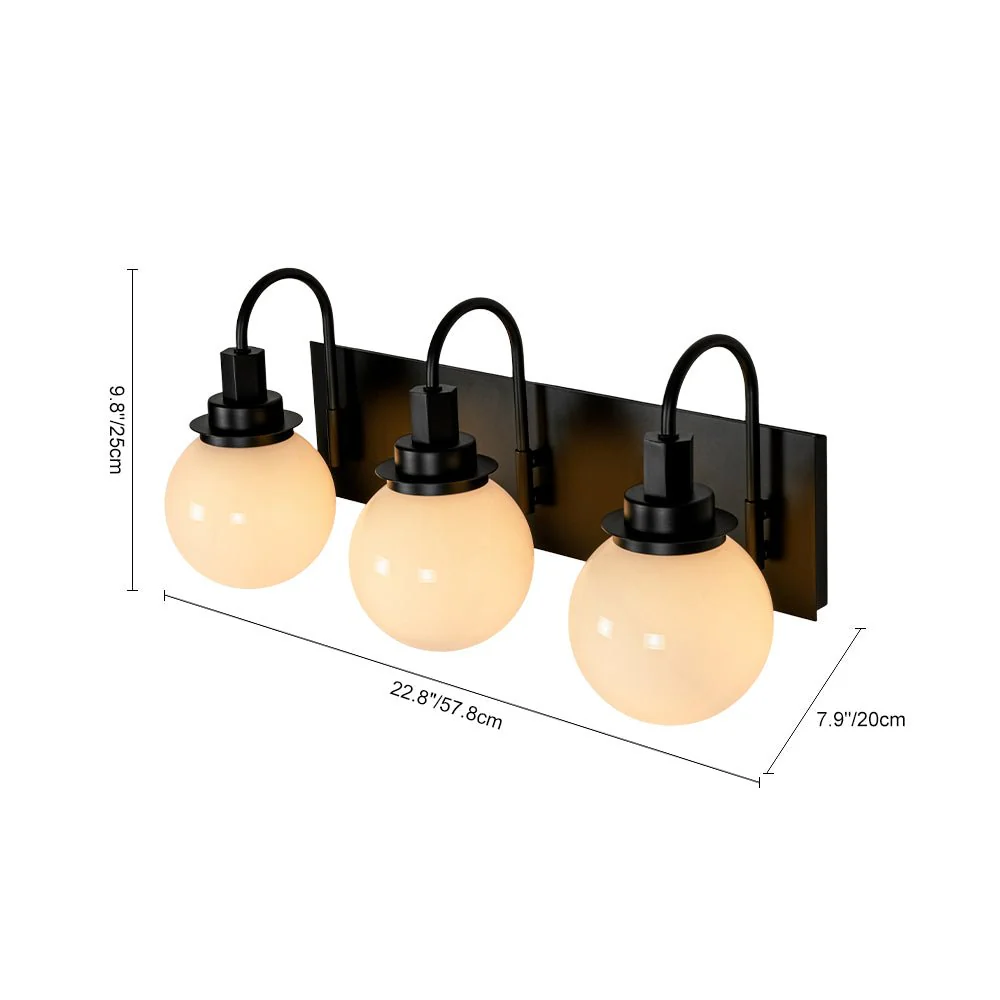 3-Light Shine Opal Glass Globe Bathroom Vanity Wall Sconce - Image 9