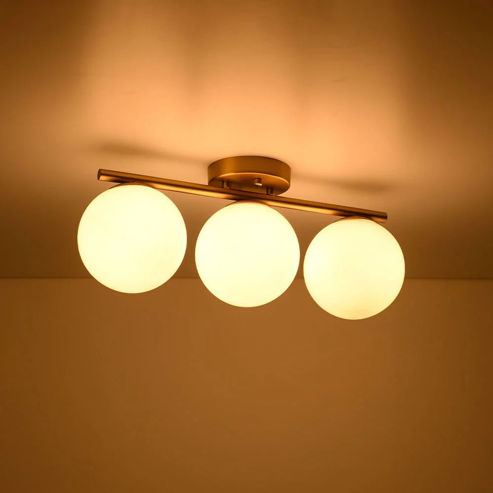3-Light Shine Opal Glass Globe Linear Semi Flush Mount - Image 10
