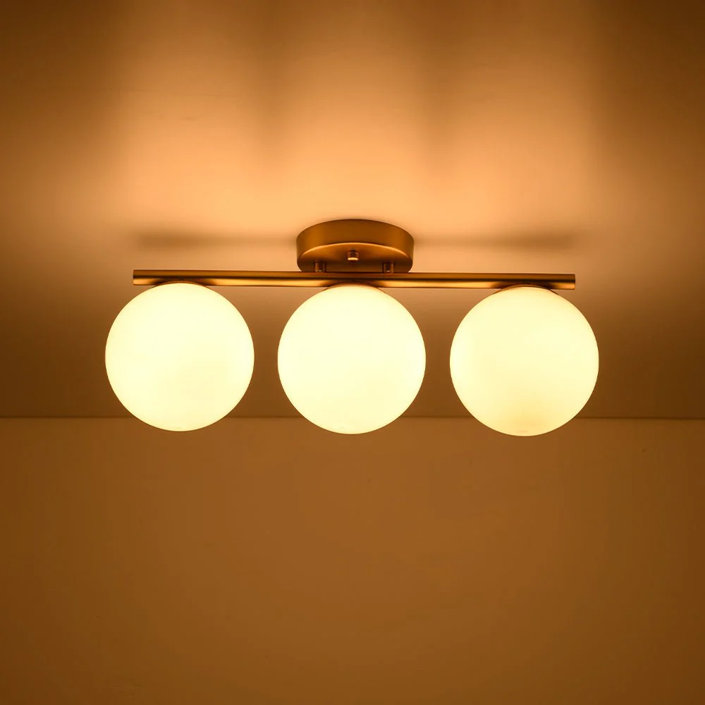 3-Light Shine Opal Glass Globe Linear Semi Flush Mount - Image 11