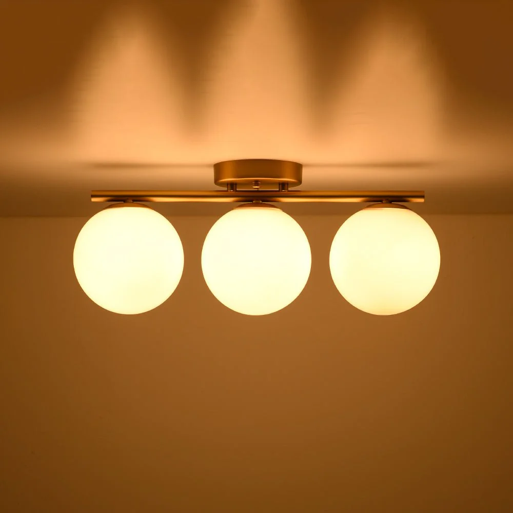 3-Light Shine Opal Glass Globe Linear Semi Flush Mount - Image 12