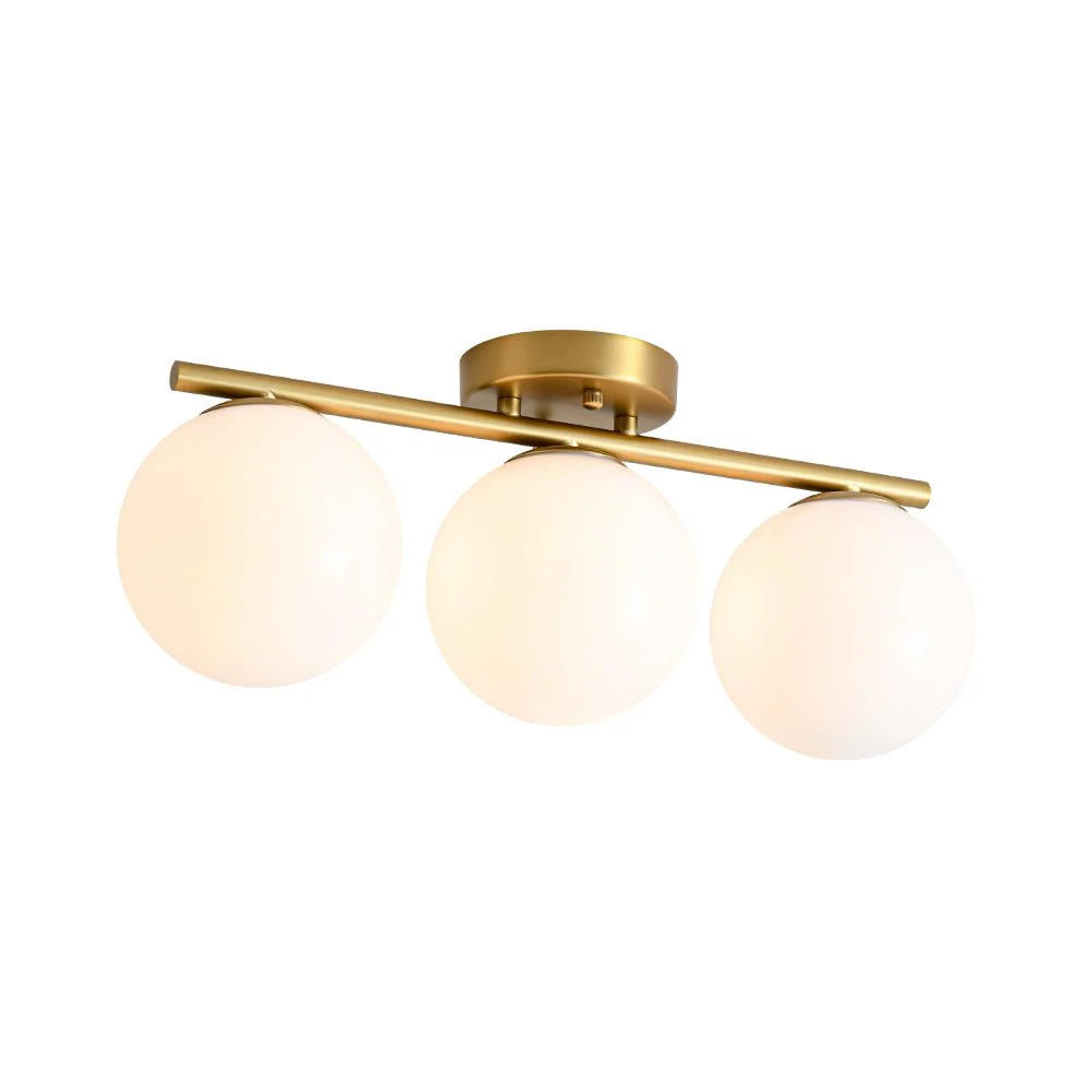 3-Light Shine Opal Glass Globe Linear Semi Flush Mount - Image 3