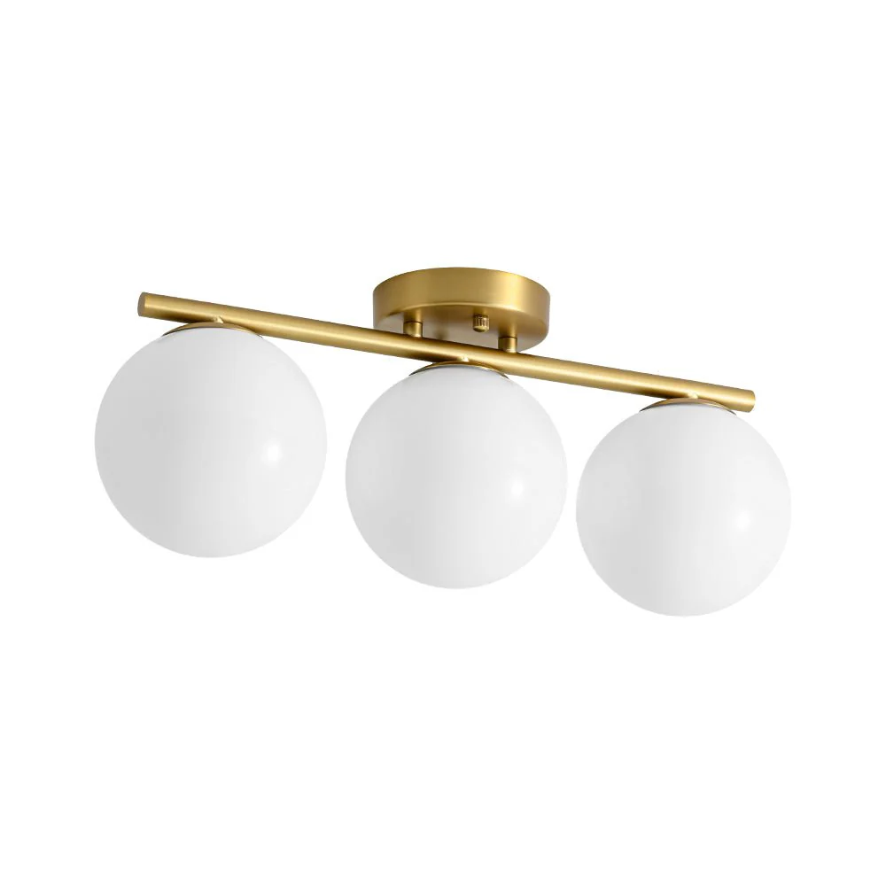 3-Light Shine Opal Glass Globe Linear Semi Flush Mount - Image 4