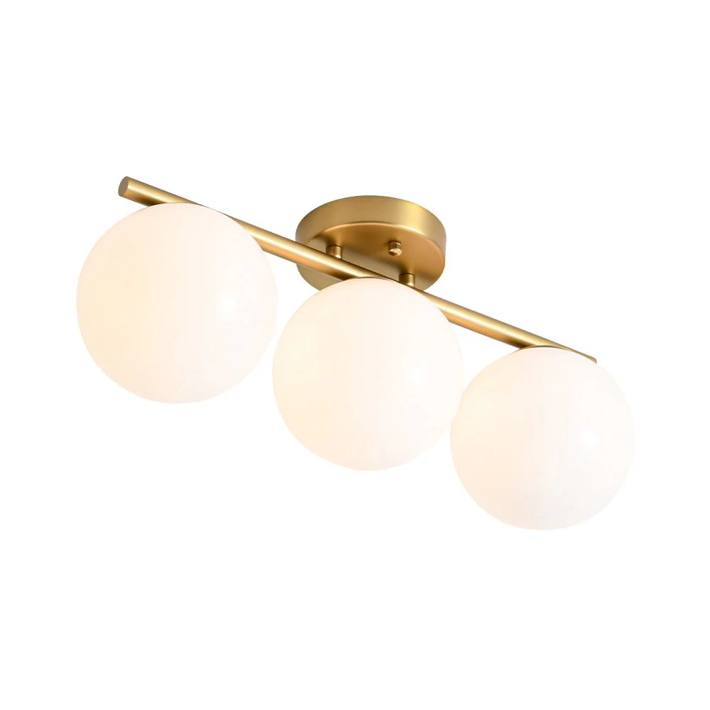 3-Light Shine Opal Glass Globe Linear Semi Flush Mount - Image 5