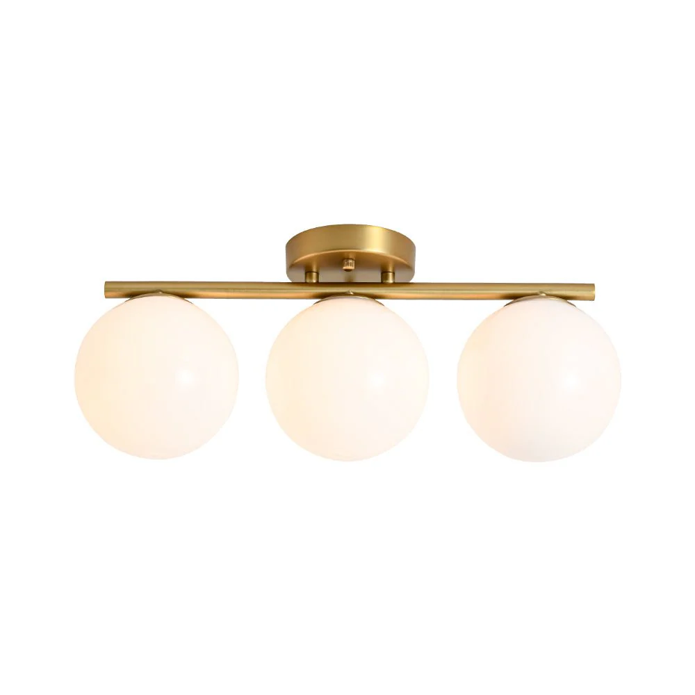3-Light Shine Opal Glass Globe Linear Semi Flush Mount - Image 6