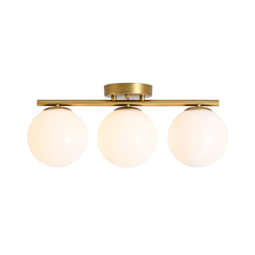 3-Light Shine Opal Glass Globe Linear Semi Flush Mount - Image 7