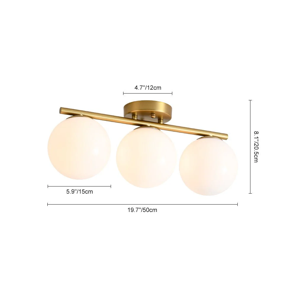 3-Light Shine Opal Glass Globe Linear Semi Flush Mount - Image 8