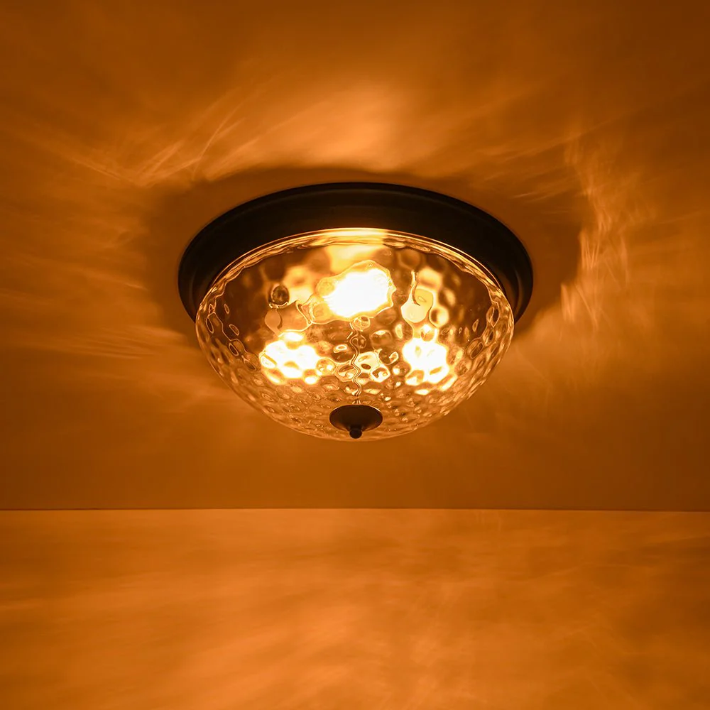3-light Clear Water Glass Flush Mount Ceiling Light - Image 11