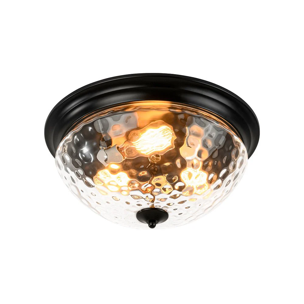3-light Clear Water Glass Flush Mount Ceiling Light - Image 9