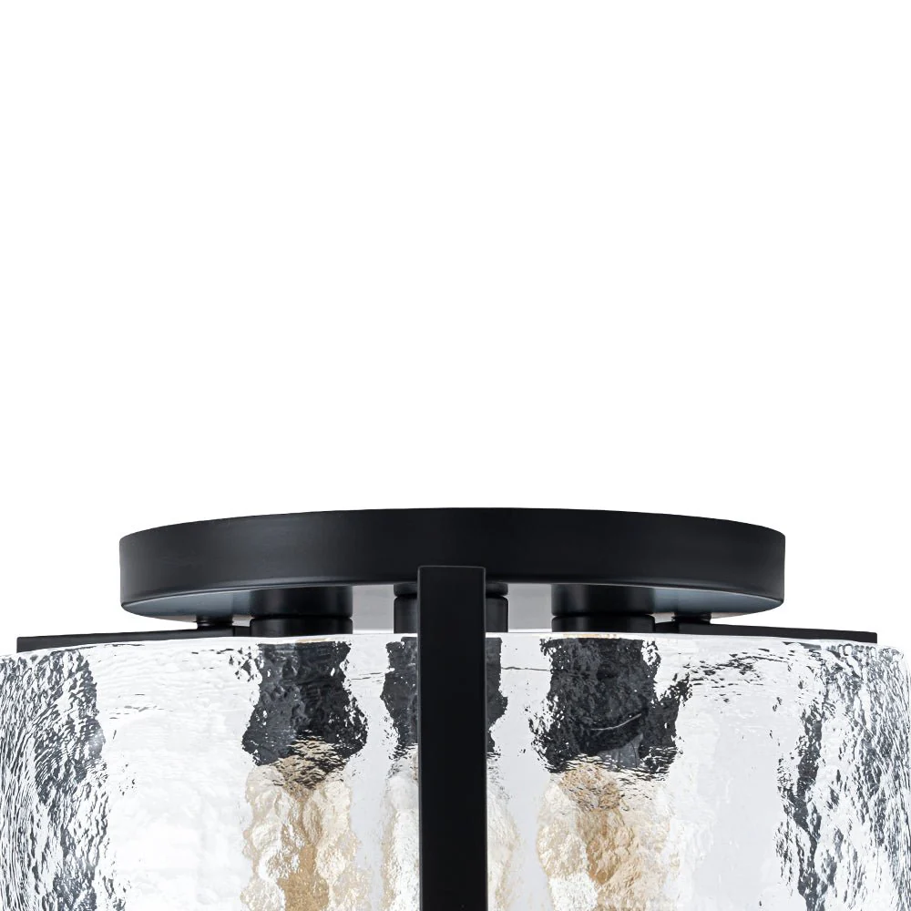 3-Light Water Textured Glass Drum Cage Semi Flush Mount - Image 11