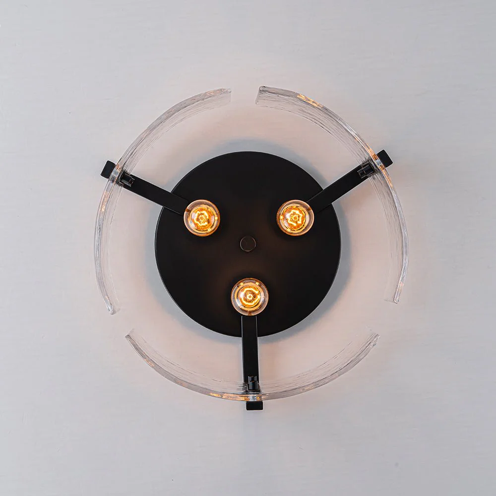 3-Light Water Textured Glass Drum Cage Semi Flush Mount - Image 14