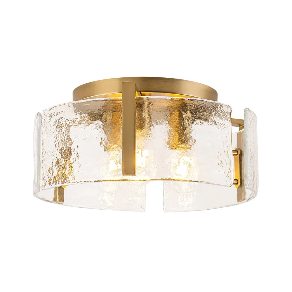 3-Light Water Textured Glass Drum Cage Semi Flush Mount - Image 19