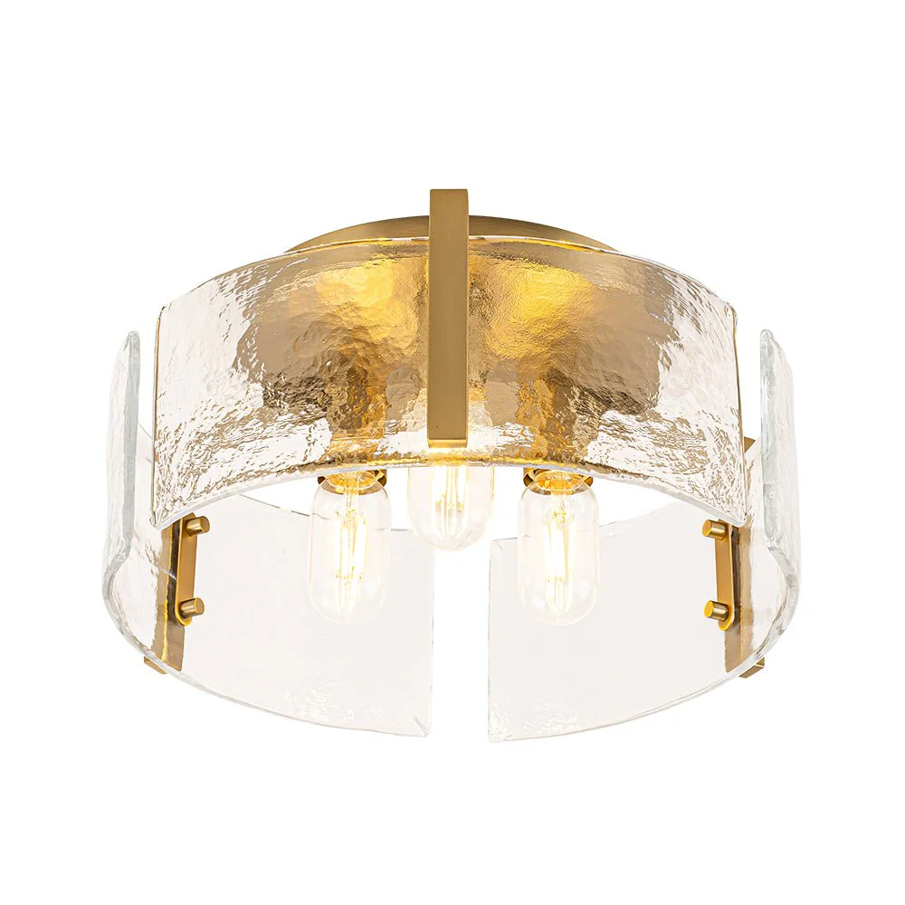 3-Light Water Textured Glass Drum Cage Semi Flush Mount - Image 20
