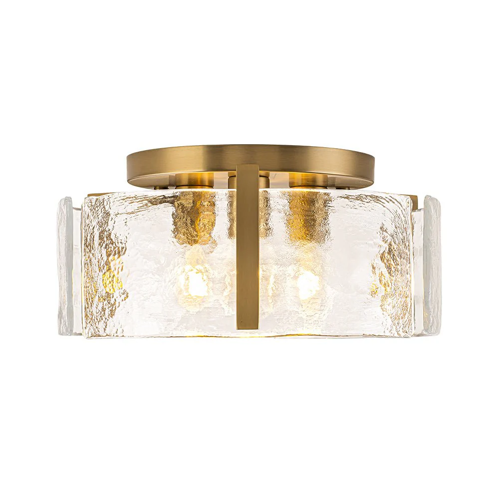 3-Light Water Textured Glass Drum Cage Semi Flush Mount - Image 21