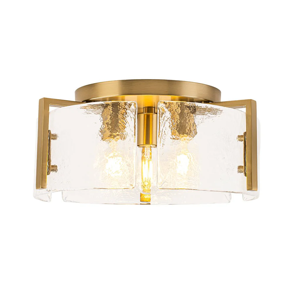 3-Light Water Textured Glass Drum Cage Semi Flush Mount - Image 23