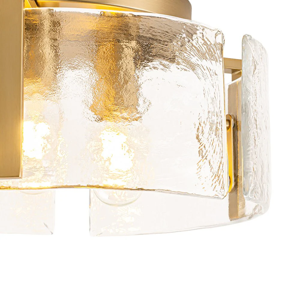 3-Light Water Textured Glass Drum Cage Semi Flush Mount - Image 25