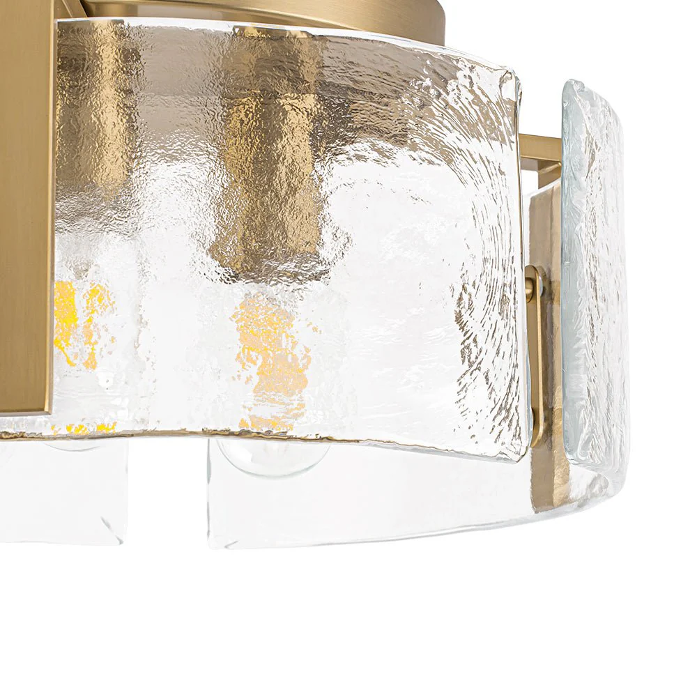 3-Light Water Textured Glass Drum Cage Semi Flush Mount - Image 26