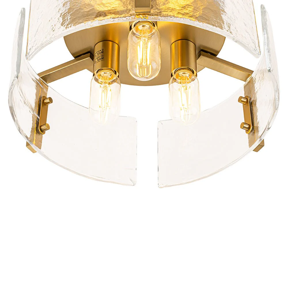 3-Light Water Textured Glass Drum Cage Semi Flush Mount - Image 27